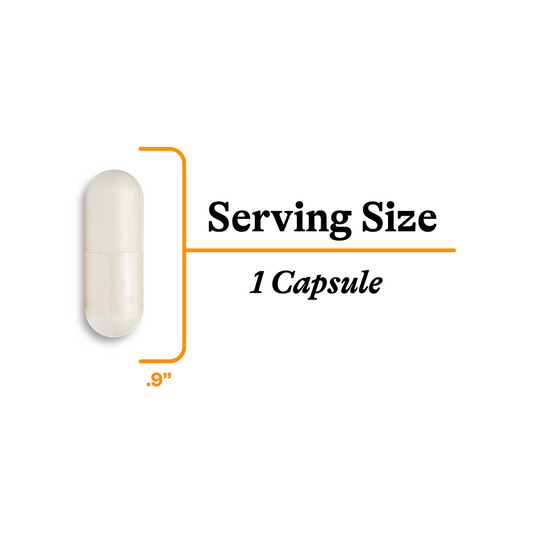 Graphic of capsule size .9 inches