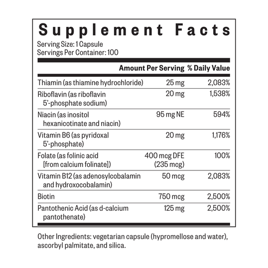 Supplement facts label with detailed nutritional information on a white background