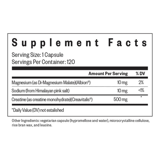 Supplement facts label with detailed nutritional information on a white background