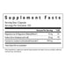 Supplement facts label with detailed nutritional information on a white background