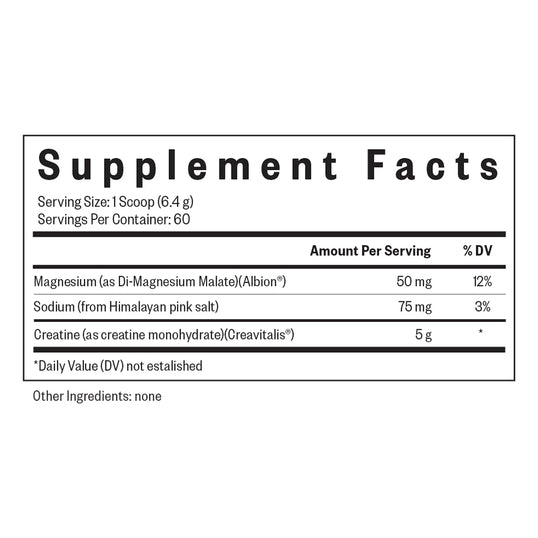 Supplement facts label with nutritional information on a white background