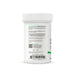 Back view of a supplement container with text and a QR code on a white background