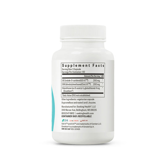 Supplement bottle with label on a white background