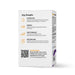 Product packaging with key benefits listed on a white background