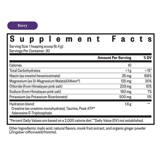 image of berry flavor supplement facts