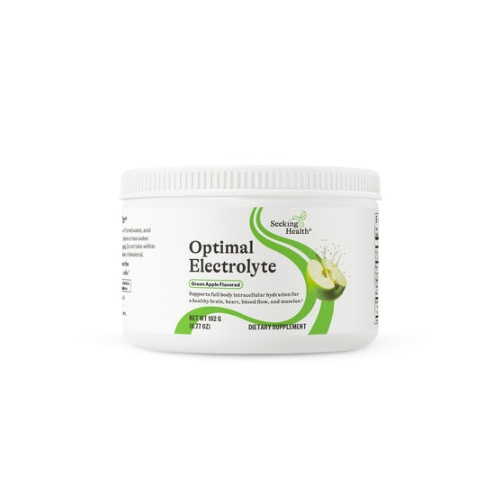 Container of Seeking Health Optimal Electrolyte supplement on a white background