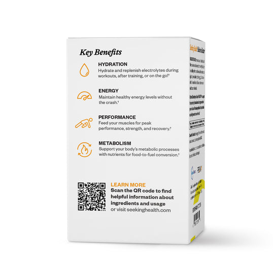 Product packaging with key benefits listed on a white background
