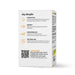 Product packaging with key benefits listed on a white background