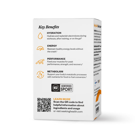 Product packaging with key benefits listed on a white background
