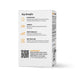 Product packaging with key benefits listed on a white background