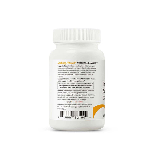 energy nutrients side of bottle