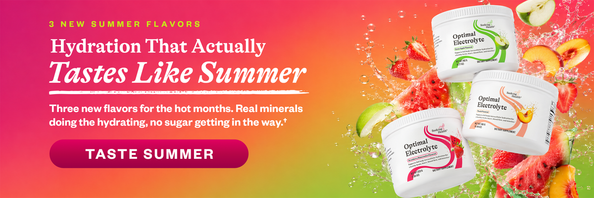 Promotional banner for a product with 'Taste Summer' flavor, featuring containers and summer-themed graphics.