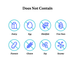 Allergen-free icons with text 'Does Not Contain' on a white background