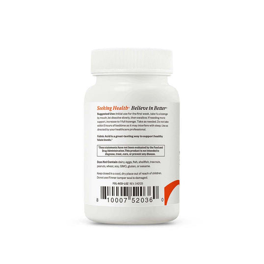 Tall white pill bottle with label on a white background