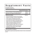 Supplement facts label with detailed nutritional information on a white background