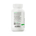 Back view of a supplement bottle with text and a QR code on a white background