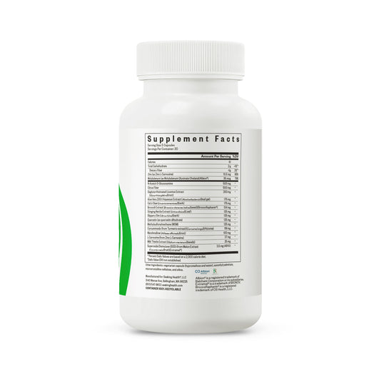 Supplement bottle with label on a white background