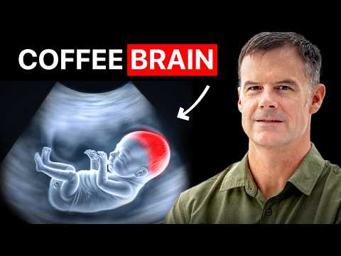 Ultrasound of a fetus with a red circle labeled 'Coffee Brain' and a man in a green shirt.