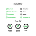 Suitability and free of information chart with icons and text on a white background for DAO Enzyme