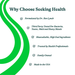Promotional text about Seeking Health products with a green and white design.
