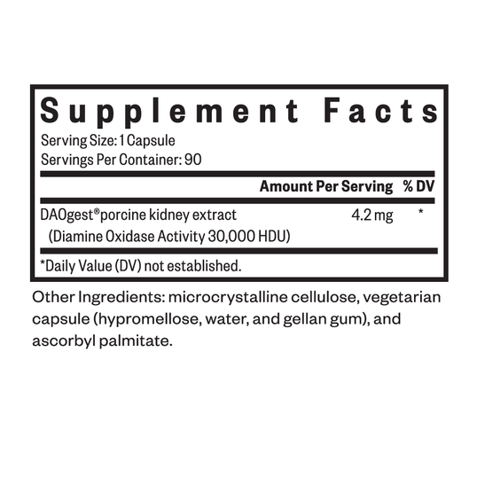 DAO enzyme 90 count supplement facts