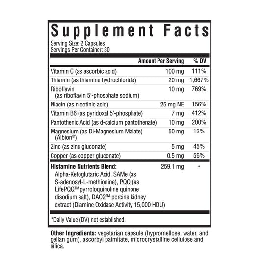 Histamine Digest Supplement Facts Panel