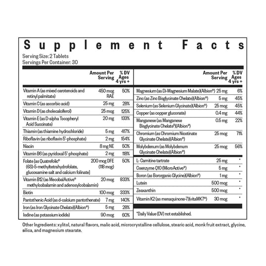 Supplement facts label on a white background