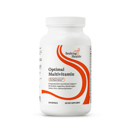 Seeking Health Optimal Multivitamin bottle on a white background