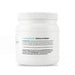 White supplement container with text on a white background