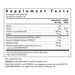 Supplement facts label with nutritional information on a white background