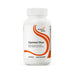 A white plastic bottle of Seeking Health Optimal Man dietary supplement with a white cap, featuring a white label with orange wavy lines and black text.
