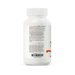 A white plastic supplement bottle shown from the back on a clean white background, displaying the detailed product label with text and a barcode.
