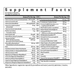 A supplement facts label showing a table of nutrients and ingredients for a capsule product, with serving size 4 capsules and daily value percentages.