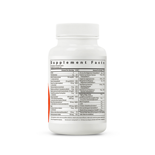 A white plastic bottle of dietary supplements shown from the back, displaying the Supplement Facts label. The brand name 'Tusken Naturals' is visible at the top of the label.
