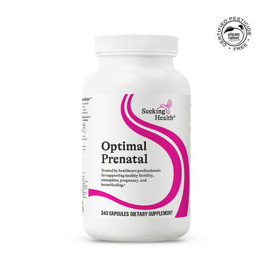 Optimal Prenatal Bottle on White Background
