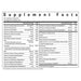 Supplement facts label with detailed nutritional information on a white background