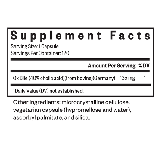 Ox Bile Supplement facts