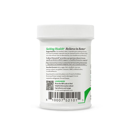 Seeking Health supplement container with label on a white background
