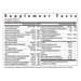 Supplement facts label with detailed nutritional information on a white background