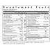 Supplement facts label for chewable tablets with detailed nutritional information.