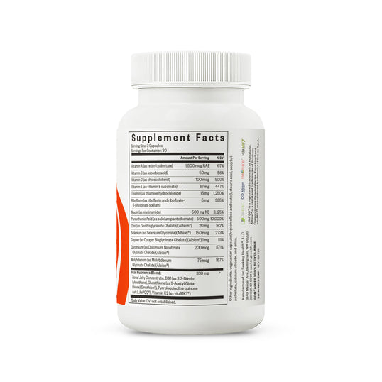 Supplement bottle with label showing 'Supplement Facts' on a white background