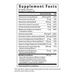 Supplement facts label with detailed nutritional information on a white background