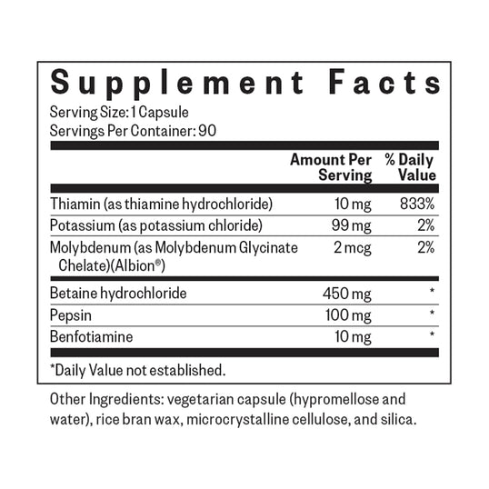 Supplement facts label with detailed nutritional information on a white background