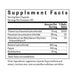 Supplement facts label with detailed nutritional information on a white background