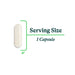 Illustration of a capsule with text indicating 'Serving Size: 1 Capsule' on a white background.