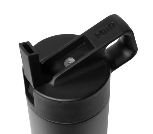 black water bottle straw in lid