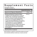 Supplement facts label with detailed ingredient list on a white background
