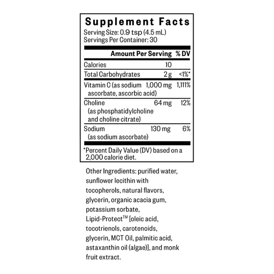 Supplement facts label with nutritional information on a white background