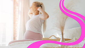 Image pregnant woman stretching