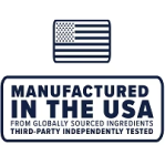 Logo with American flag and text 'Manufactured in the USA' on a white background